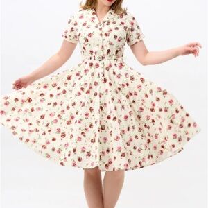 Collectif London Caterina Rose Broderie Swing Dress NWT